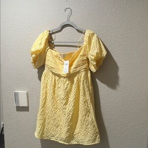 Yellow Puff Sleeve Women's skort dress